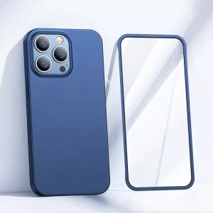 Joyroom 360 Full Case Cover for iPhone 13 Pro Back and Front Cover Tempered Glass Blue (JR-BP935 blue)