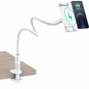 Choetech Desk Holder Flexible Phone Stand with 10W QI Wireless Phone Charger White