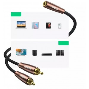Ugreen cable audio cable 3.5 mm mini jack (female) - 2RCA (male) 3m brown (AV198 60987)