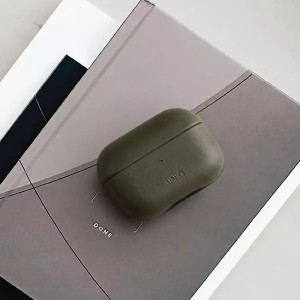 Uniq Earphone Protective Case Terra Case for Apple AirPods Pro Genuine Leather olive/olive