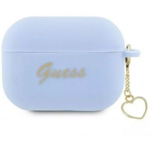Guess GUAP2LSCHSB protective earphone case for Apple AirPods Pro 2 cover blue/blue Silicone Charm Heart Collection