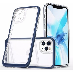 4Kom.pl Clear 3in1 case for iPhone 11 Pro gel cover with frame blue