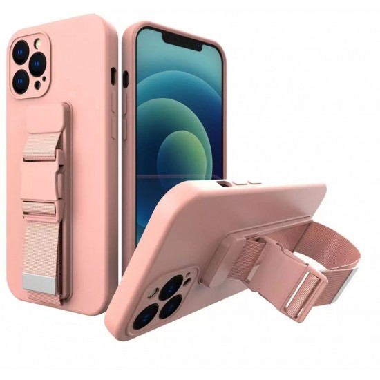 4Kom.pl Rope case gel case with lanyard chain purse lanyard iPhone 12 Pro pink