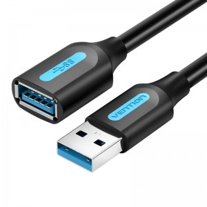 Pagarinājuma kabelis 1m USB 3.0 sieviešu - vīriešu, extension cable Vention CBHBF 1m, melns, 6922794748866