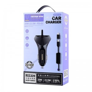 Remax Cabled car charger Remax RCC328 20V+22,5W PD+QC