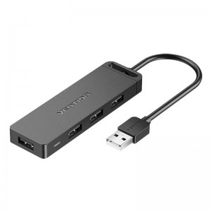 Vention USB 2.0 4-Port Hub with Power Adapter Vention CHMBB 0.15m, Black