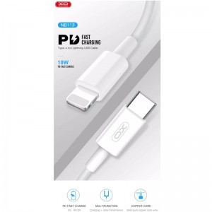 XO NB113 Прочный TPE Универсальный USB-C (Type-C) на Lightning PD Кабель данных и быстрого заряда 2.4A 1м Белый