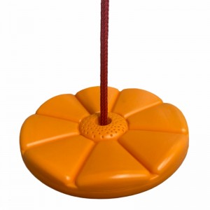 Vigo Apaļas formas Plastikāta šūpoles ar 1.35m pītu virvi (diametrs 27cm) (max85kg) Oranža
