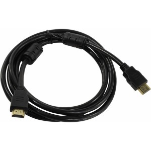 Riff HDMI Vads V1.4 Ar Internetu ar Filtru type A - 19/19 male/male Gold Platted 3m Melns (Bulk)