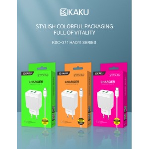 Ikaku Kaku KSC-371 Set 2in1 Gudrais Divu USB Ligzdu 2.4A Tīkla Lādētājs + USB uz Lightn  vads 1m