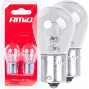 Amio Halogen bulbs P21W BA15s 12V 2pcs blister