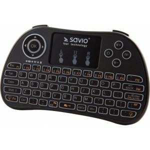 Savio KW-02 Bezvadu Kompakta Klaviatūra PC / PS4 / XBOX / Smart TV / Android + TouchPad Melna (Ar Apgaismojumu)