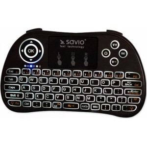 Savio KW-02 Bezvadu Kompakta Klaviatūra PC / PS4 / XBOX / Smart TV / Android + TouchPad Melna (Ar Apgaismojumu)
