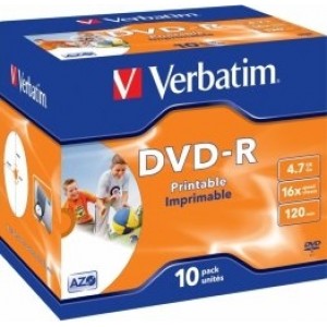 Verbatim Матрицы DVD-R AZO 4.7GB 16x Printable, ID Branded,10 Pack Jewel