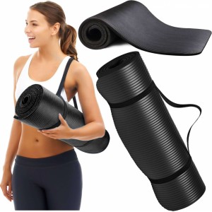 Alogy Yoga Fitness Pilates exercise mat gymnastic 185x58 1cm Alogy anti-slip waterproof Black