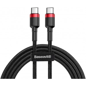 Baseus Cafule Cable Durable Nylon Cord USB-C PD / USB-C PD PD2.0 60W 20V 3A QC3.0 1M Black-Red (CATKLF-G91) (universal)