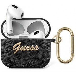 Guess GUA3SASMK AirPods 3 cover black/black Saffiano Script Metal Collection (universal)