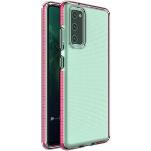 Hurtel Spring Case clear TPU gel protective cover with colorful frame for Samsung Galaxy A72 4G light pink (universal)