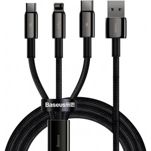 Baseus Tungsten 3in1 cable USB - USB Type C / Lightning / micro USB 3.5 A 1.5 m black (CAMLTWJ-01) (universal)