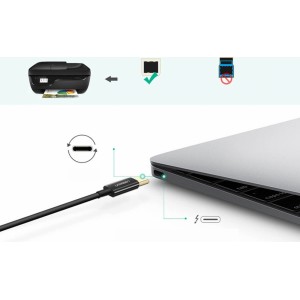 Ugreen printer cable USB-C - USB-B 480Mb/s 2m black (US241) (universal)