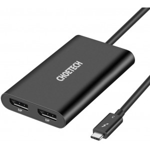 Choetech plug adapter USB Type C Thunderbolt 3 (40Gbps) - 2x DisplayPort 4K 60Hz black (HUB-D03) (universal)