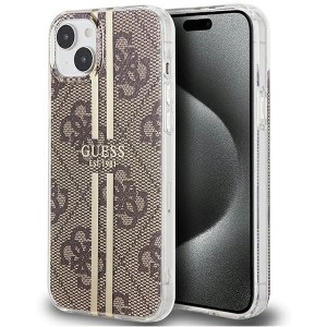 Guess IML 4G Gold Stripe case for iPhone 15 Plus / 14 Plus - brown (universal)