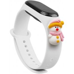 Hurtel Strap Xmas Wristband for Xiaomi Mi Band 4 / Mi Band 3 Christmas Silicone Strap Bracelet White (Snowman 2) (universal)