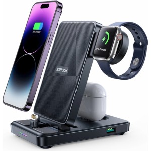 Joyroom JR-WQS02 iPhone AirPods Apple Watch 4in1 charging station foldable - black (universal)