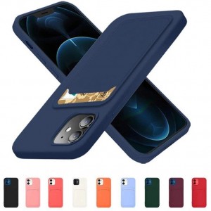 Hurtel Card Case Silicone Wallet Case with Card Slot Documents for Samsung Galaxy A42 5G Navy Blue (universal)