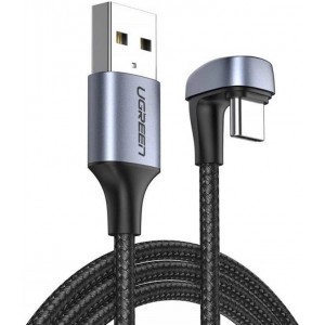 Ugreen nylon angled cable USB cable - USB Type C 1 m 3 A 18 W Quick Charge AFC FCP for gamers gray (70313) (universal)