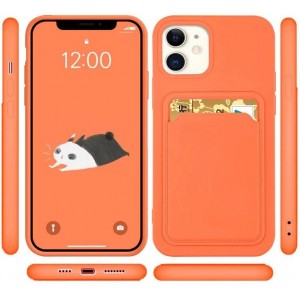 Hurtel Card Case Silicone Wallet with Card Slot Documents for iPhone 11 Pro Orange (universal)