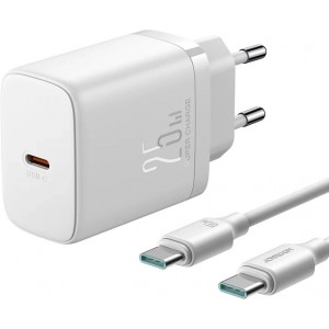 Joyroom JR-TCF11 fast charger with a power of up to 25W + USB-C / USB-C cable 1m - white (universal)
