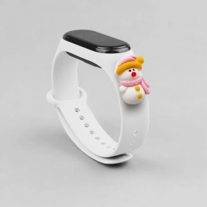 Hurtel Strap Xmas Wristband for Xiaomi Mi Band 4 / Mi Band 3 Christmas Silicone Strap Bracelet White (Snowman 2) (universal)