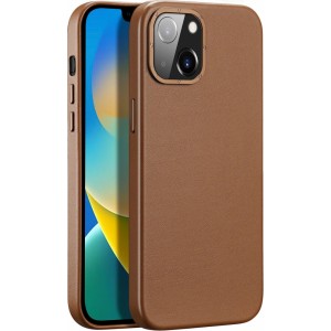 Dux Ducis Grit Leather Case for iPhone 14 Elegant Faux Leather Cover (MagSafe Compatible) Brown (universal)