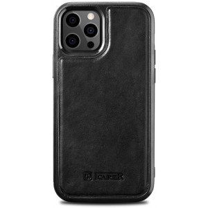 Icarer Leather Oil Wax case covered with natural leather for iPhone 12 Pro Max black (ALI1206-BK) (universal)