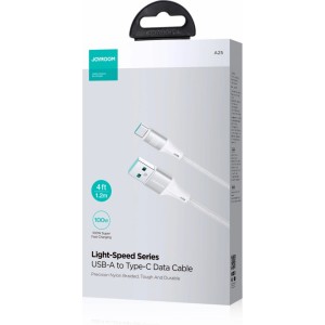 Joyroom Light-Speed ​​Series SA25-AC6 USB-A / USB-C Fast Transfer Cable 100W 1.2m - White (universal)