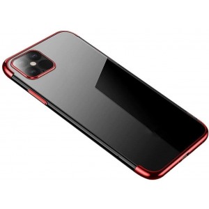 Hurtel Clear Color Case Gel TPU Electroplating frame Cover for Samsung Galaxy S21+ 5G (S21 Plus 5G) red (universal)