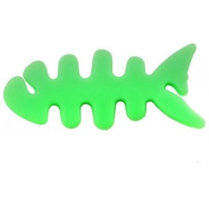 Hurtel Fish-shaped headphone cable wrap - green (universal)