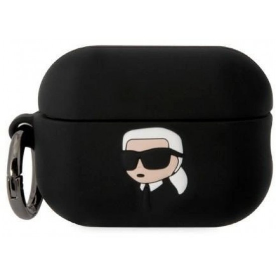 Karl Lagerfeld KLAP2RUNIKK AirPods Pro 2 cover black/black Silicone Karl Head 3D (universal)