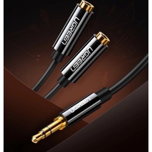 Ugreen cable 3.5 mm headphone splitter mini jack AUX 25cm black (20816) (universal)