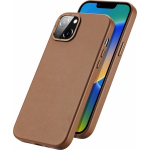 Dux Ducis Grit Leather Case for iPhone 14 Elegant Faux Leather Cover (MagSafe Compatible) Brown (universal)