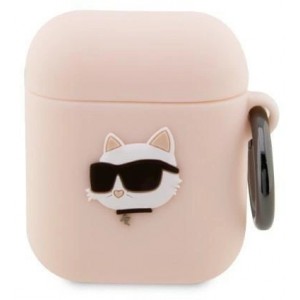 Karl Lagerfeld KLA2RUNCHP AirPods 1/2 cover pink/pink Silicone Choupette Head 3D (universal)