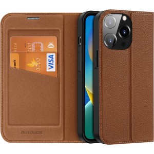 Dux Ducis Skin X2 case for iPhone 14 Pro case with magnetic flap brown (universal)