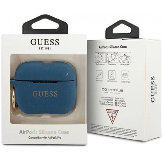 Guess GUACAPSILGLBL AirPods Pro cover blue/blue Silicone Glitter (universal)