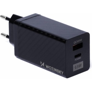 Wozinsky 65W GaN charger with USB ports, USB C supports QC 3.0 PD black (WWCG01) (universal)