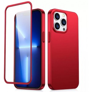 Joyroom 360 Full Case Cover for iPhone 13 Pro Back and Front Cover Tempered Glass red (JR-BP935 red)