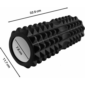 4Kom.pl Massager for exercise massage Roller CrossFit physio rehabilitation roller with nubs 33cm Black