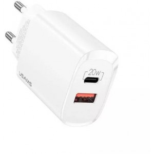 Usams Wall charger 1x USB-C 1x USB T35 20W (only head) PD3.0 QC3.0 Fast Charging white/white CC121TC01 (US-CC121)