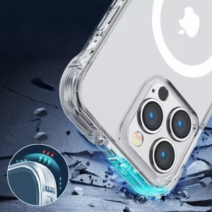 Joyroom Magnetic Defender Magnetic Case for iPhone 14 Armor Cover with Hooks Stand Transparent (MagSafe Compatible)