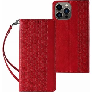4Kom.pl Magnet Strap Case Case for iPhone 13 Pro Max Cover Wallet Mini Lanyard Pendant red